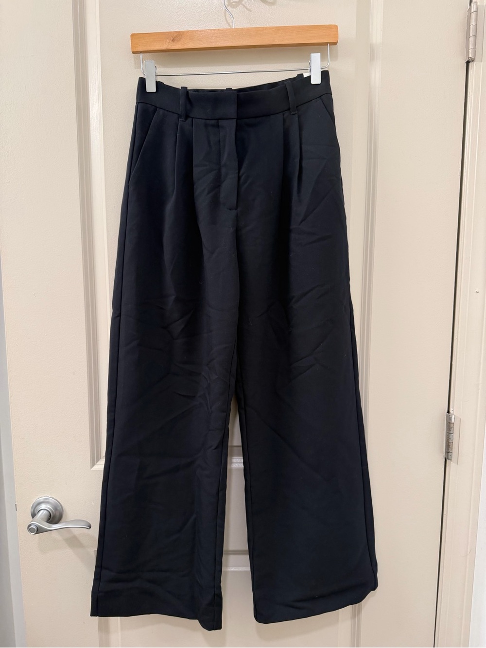 NWT Abercrombie Sloane Wide Leg Tailored Trousers Pants Black Size 27 SHORT